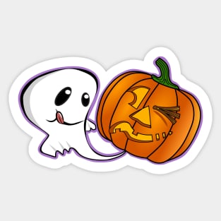 Funny Pumpkin Farting Kawaii Halloween Ghost Sticker